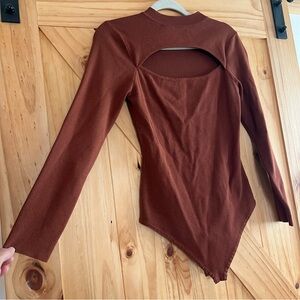 Elegant Brown cut out bodysuit